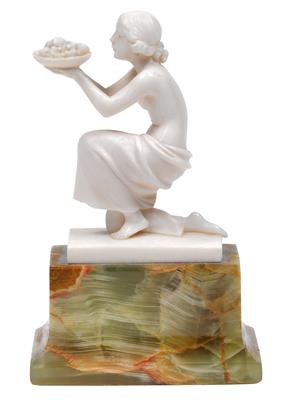 Ferdinand Preiss (1882–1943), A kneeling girl with a fruit bowl, - Jugendstil e arte applicata del XX secolo