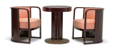 Josef Hoffmann, Two armchairs, Model No. 421, and a table, Model No. 675, - Secese a umění 20. století