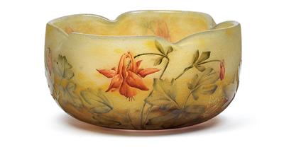 A bowl decorated with aquilegia, - Jugendstil and 20th Century Arts and Crafts