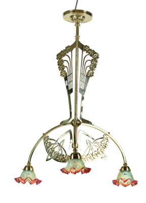 A three-light chandelier, - Jugendstil e arte applicata del XX secolo