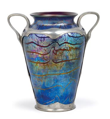 A vase a in two-handled pewter mount, - Secese a umění 20. století