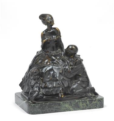 Josef Lorenzl, a gallant pierrot with lady and putto, - Jugendstil e arte applicata del XX secolo