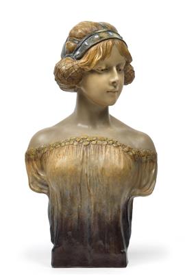 Montenave, a Goldscheier bust of a girl, - Jugendstil e arte applicata del XX secolo