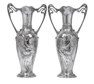 A pair of WMF vases with two handles, - Jugendstil and 20th Century Arts and Crafts