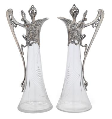 A pair of WMF liqueur carafes no. 518, - Jugendstil e arte applicata del XX secolo