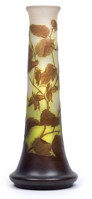 A large overlaid and etched glass vase with hazel branches by Gallé, - Secese a umění 20. století