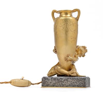 Joseph Gustave Chéret (1838-1894), a small table lamp with a vase bearing putto, - Jugendstil and 20th Century Arts and Crafts