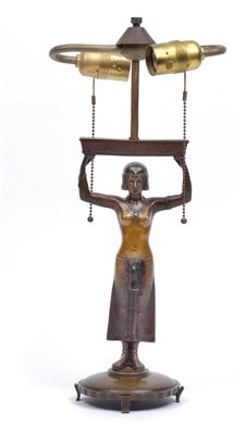 W. Kral, a lamp base with Egyptian woman, - Secese a umění 20. století