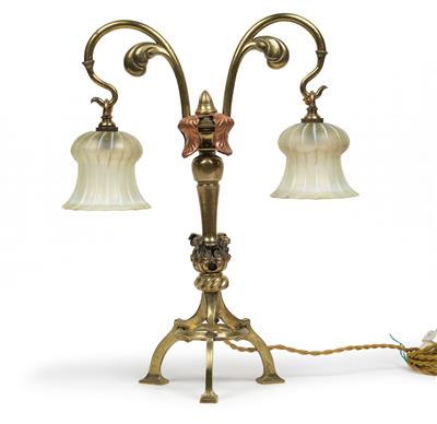 Zweiflammige Tischlampe, - Jugendstil und angewandte Kunst des 20. Jahrhunderts