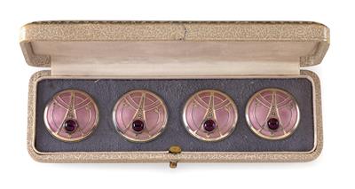 Four buttons in original case by Heinrich Levinger, - Secese a umění 20. století