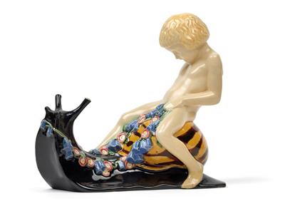 Michael Powolny, A figure astride a snail, - Jugendstil e arte applicata del XX secolo