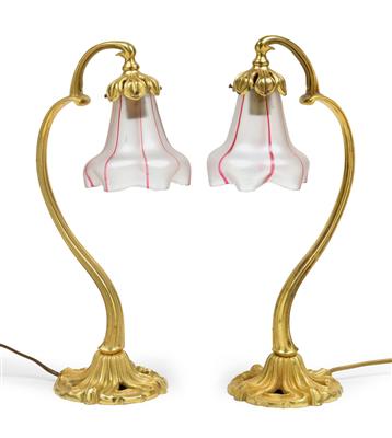 A pair of Bohemian table lamps, - Secese a umění 20. století