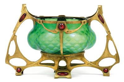 A Bohemian vase with bronze mount, - Jugendstil e arte applicata del XX secolo