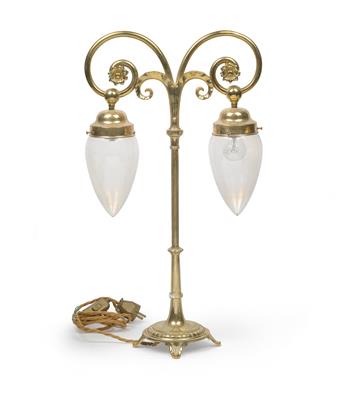 A Bohemian two-light table lamp, - Secese a umění 20. století