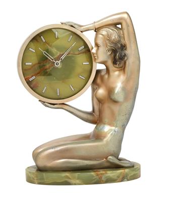 Josef Lorenzl, A nude girl with a clock, - Jugendstil e arte applicata del XX secolo