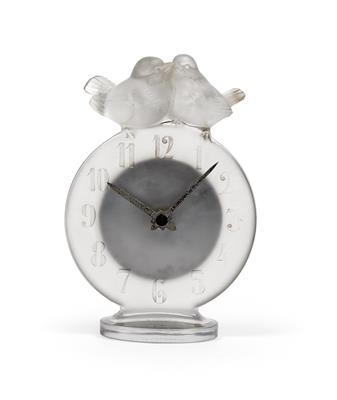 A moulded “Antoinette” small clock by René Lalique, - Jugendstil and 20th Century Arts and Crafts