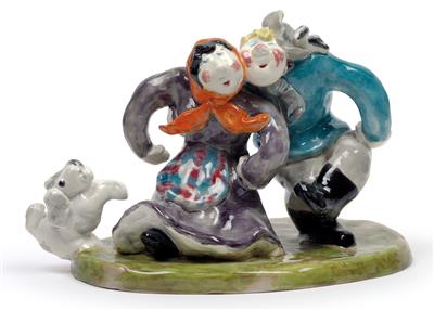 Two figures dancing, with a dog, - Jugendstil and 20th Century Arts and Crafts