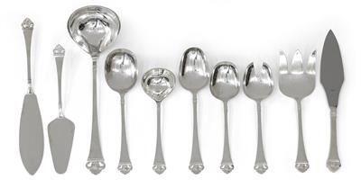 A 134-piece cutlery set with rose pattern by Robbe & Berking, - Secese a umění 20. století