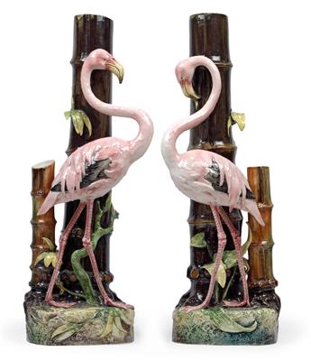 Alois Hampel, Paar seltene Bodenvasen mit Flamingos, - Jugendstil und angewandte Kunst des 20. Jahrhunderts