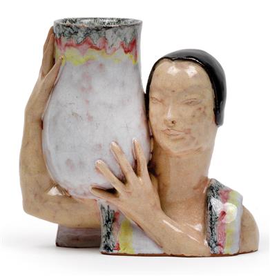 Dina Kuhn (Vienna 1891-1963 Schlierbach), A bust carrying a vase, - Jugendstil e arte applicata del XX secolo