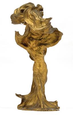 Francois-Raoul Larche (St. André-de-Cubzac 1860-1912 Paris), Tischlampe "Loie Fuller", - Jugendstil und angewandte Kunst des 20. Jahrhunderts
