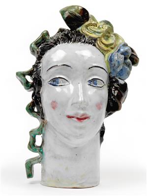 Lotte Calm (born in 1897), A girl’s head with a flower in her hair, - Jugendstil and 20th Century Arts and Crafts