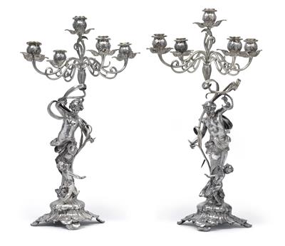 A pair of WMF five-arm girandoles - Jugendstil e arte applicata del XX secolo