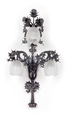 Two pairs of Bohemian three-light, floral wall appliques, - Jugendstil e arte applicata del XX secolo