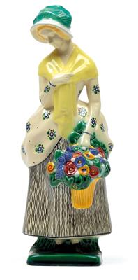 A girl with a flower basket, - Jugendstil e arte applicata del XX secolo