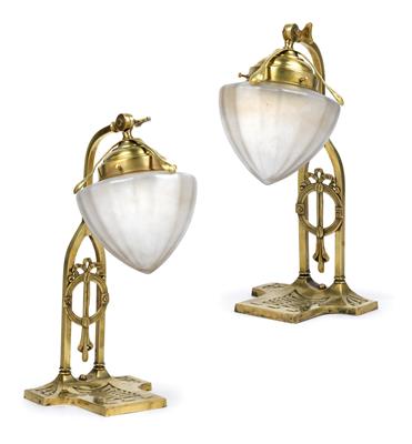 A pair of Bohemian table or wall lamps, - Jugendstil e arte applicata del XX secolo
