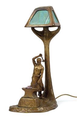 A table lamp with a blacksmith, - Jugendstil and 20th Century Arts and Crafts