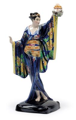Josef Lorenzl, A Japanese woman standing with a lantern, - Jugendstil and 20th Century Arts and Crafts
