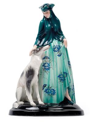 Josef Lorenzl, A Venetian lady with a greyhound, - Jugendstil and 20th Century Arts and Crafts