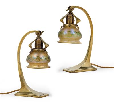 A pair of small table lamps, - Jugendstil e arte applicata del XX secolo