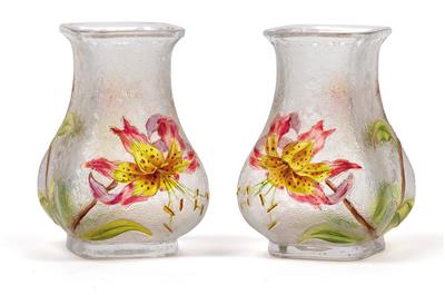 A pair of small etched vases, - Jugendstil and 20th Century Arts and Crafts