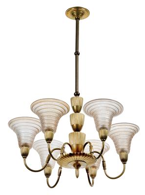 A six-arm moulded “Cytise” chandelier, - Jugendstil e arte applicata del XX secolo