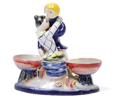 Susi Singer (Vienna 1891-1965 California), A salt cellar with amorous couple, - Jugendstil e arte applicata del XX secolo