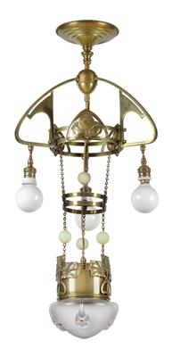 A Bohemian four-light chandelier, - Jugendstil e arte applicata del XX secolo