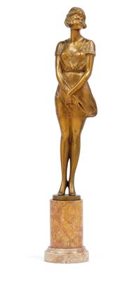 Bruno Zach, girl with a riding crop, designed c. 1930, executed by Broma Companie, Vienna, - Jugendstil e arte applicata del XX secolo
