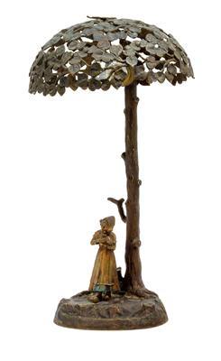 Bruno Zach (Zhytomyr 1981-1945 Vienna), table lamp in the form of a tree with Dutch girl and a hare, Vienna c. 1930, - Secese a umění 20. století