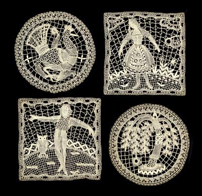 Dagobert Peche, Anny Schröder-Ehrenfels et al., four lace doilies or lace inserts, Wiener Werkstätte, 1922 - Jugendstil and 20th Century Arts and Crafts