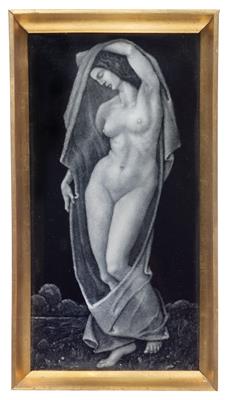 Emil Meier, Emailbild mit Darstellung eines Frauenaktes - Jugendstil und Kunsthandwerk des 20. Jahrhunderts