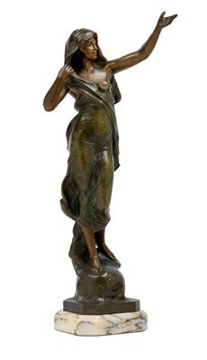 Eugène Marioton (Frankreich 1854-1933), Frauenfigur "La Pensée", Entwurf um 1900 - Jugendstil und Kunsthandwerk des 20. Jahrhunderts