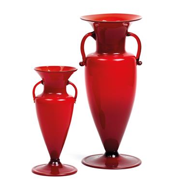 Giuseppe Chiacigh, pair of handled vases, Maschio "incamiciati", - Secese a umění 20. století