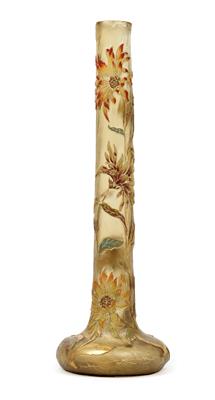 Large long-stem vase with dahlias, Emile Gallé, Nancy, c. 1898, - Jugendstil and 20th Century Arts and Crafts