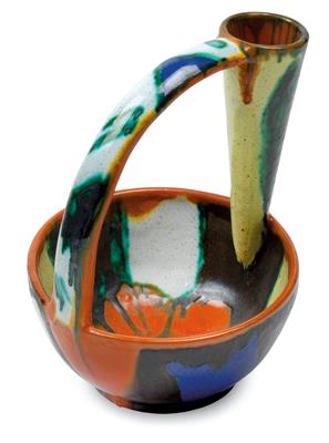 Handled bowl with integrated vase, - Jugendstil and 20th Century Arts and Crafts