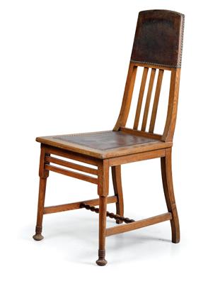 High-back chair, design attributed to Josef Hoffmann, Vienna, c. 1899/1900, - Jugendstil e arte applicata del XX secolo