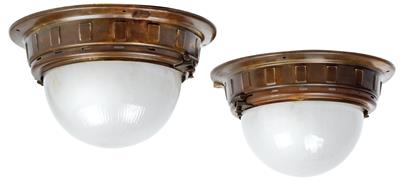 Otto Wagner (1841-1918), two ceiling lamps, designed c. 1910 for the Wiener Stadtbahn, - Jugendstil e arte applicata del XX secolo