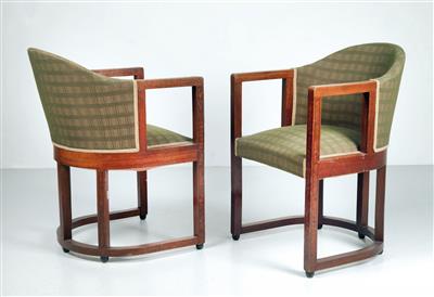 A pair of armchairs, attributed to Leopold Bauer, Vienna, c. 1905, - Secese a umění 20. století