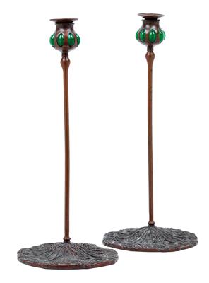 A pair of large candleholders, Tiffany Studios, New York, c. 1900/20 - Secese a umění 20. století